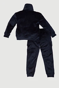 Little Girls Velour Love Graphic Sweatshirt and Cargo Joggers, 4