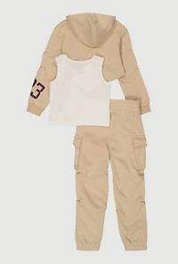 Little Girls Chicago Graphic Sweatshirt and Sweatpants with Tank Top, Beige, Size 5-6