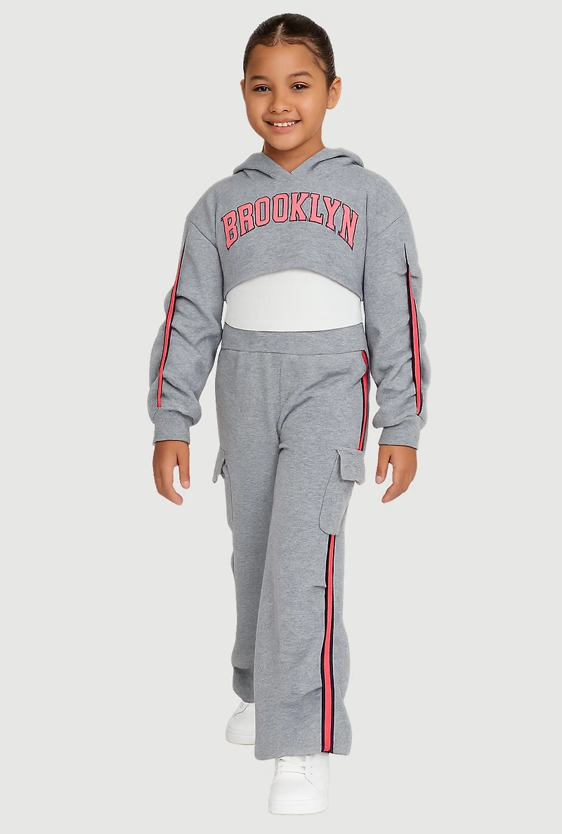 Little Girls Graphic Hoodie and Tank Top with Sweatpants