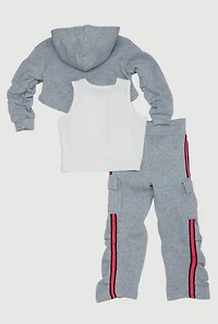 Little Girls Graphic Hoodie and Tank Top with Sweatpants, Grey, Size 5-6