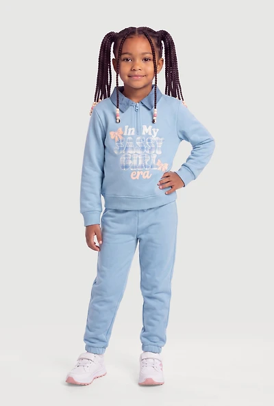 Little Girls My Sassy Girl Era Quarter Zip Top and Joggers