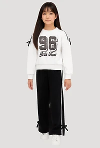 Girls 96 Girls Team Graphic Sweatshirt and Sweatpants, White, Size 10-12
