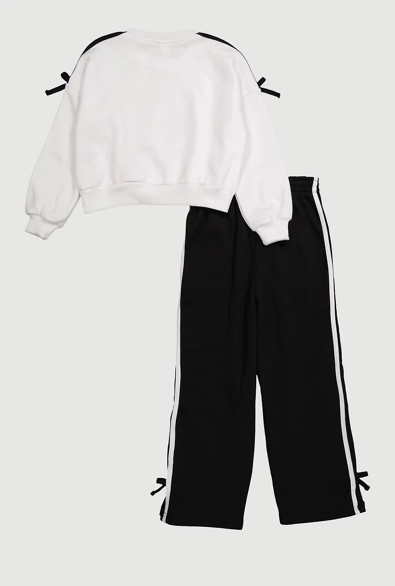 Girls 96 Girls Team Graphic Sweatshirt and Sweatpants, White, Size 10-12