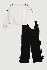 Girls 96 Girls Team Graphic Sweatshirt and Sweatpants, White, Size 10-12