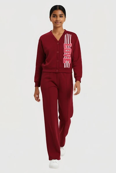 Girls Love Fleece Cardigan and Sweatpants Set