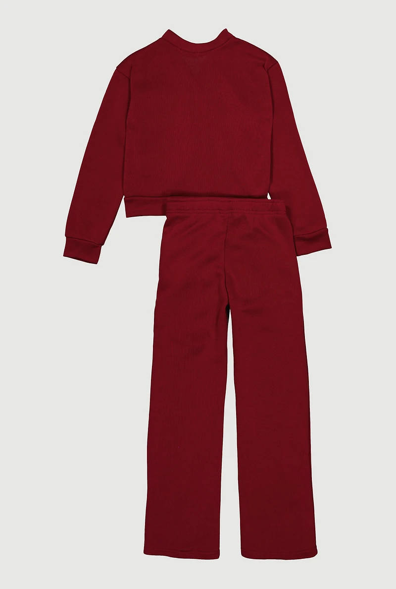 Girls Love Fleece Cardigan and Sweatpants Set