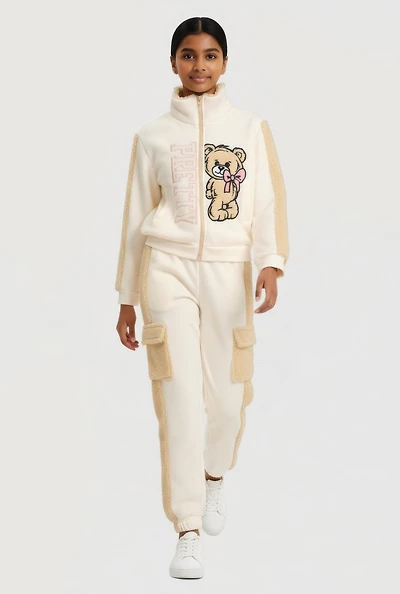 Girls Color Block Pretty Graphic Sweatshirt and Sweatpants