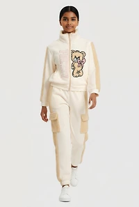 Girls Color Block Pretty Graphic Sweatshirt and Sweatpants