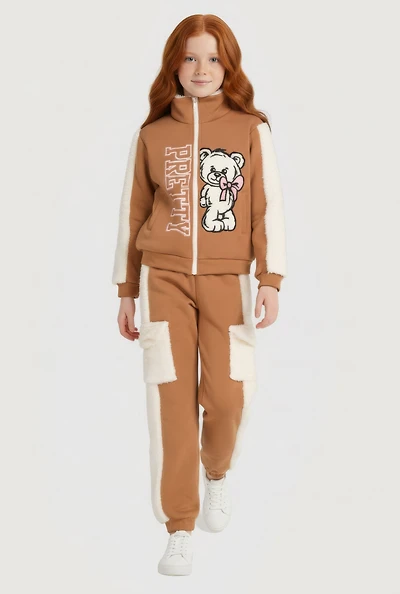 Girls Color Block Pretty Graphic Sweatshirt and Sweatpants