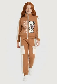 Girls Color Block Pretty Graphic Sweatshirt and Sweatpants