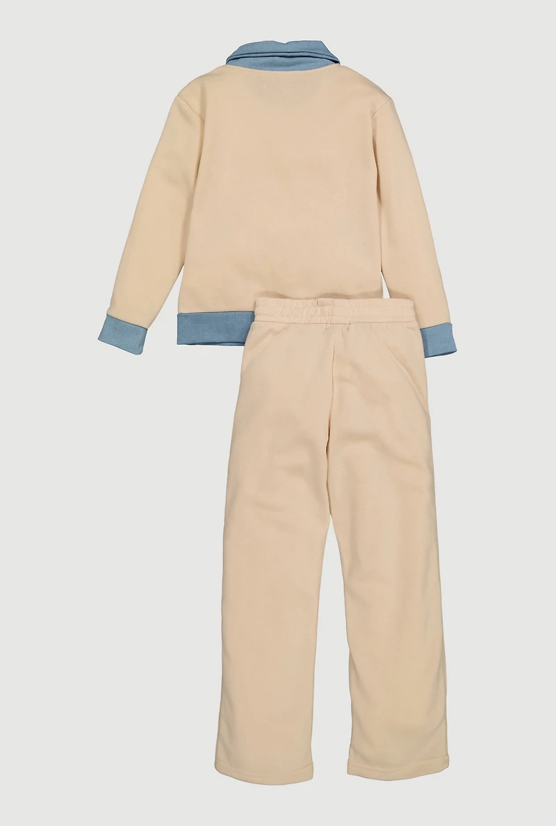 Girls 23 Graphic Collared Zip Front Sweatshirt and Sweatpants