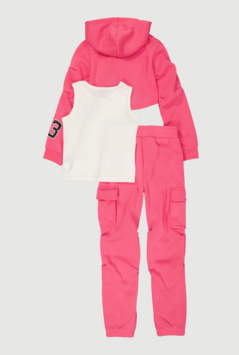 Girls Chicago Graphic Pleated Sweatshirt and Sweatpants with Tank Top