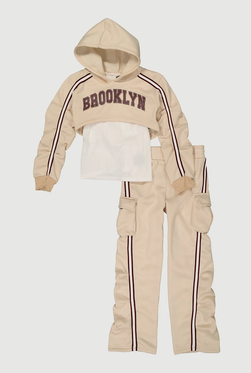 Girls Brooklyn Graphic Hoodie and Tank Top with Sweatpants