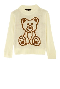 Little Girls Bear Graphic Pullover Sweater
