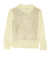 Little Girls Bear Graphic Pullover Sweater, White, Size 6X