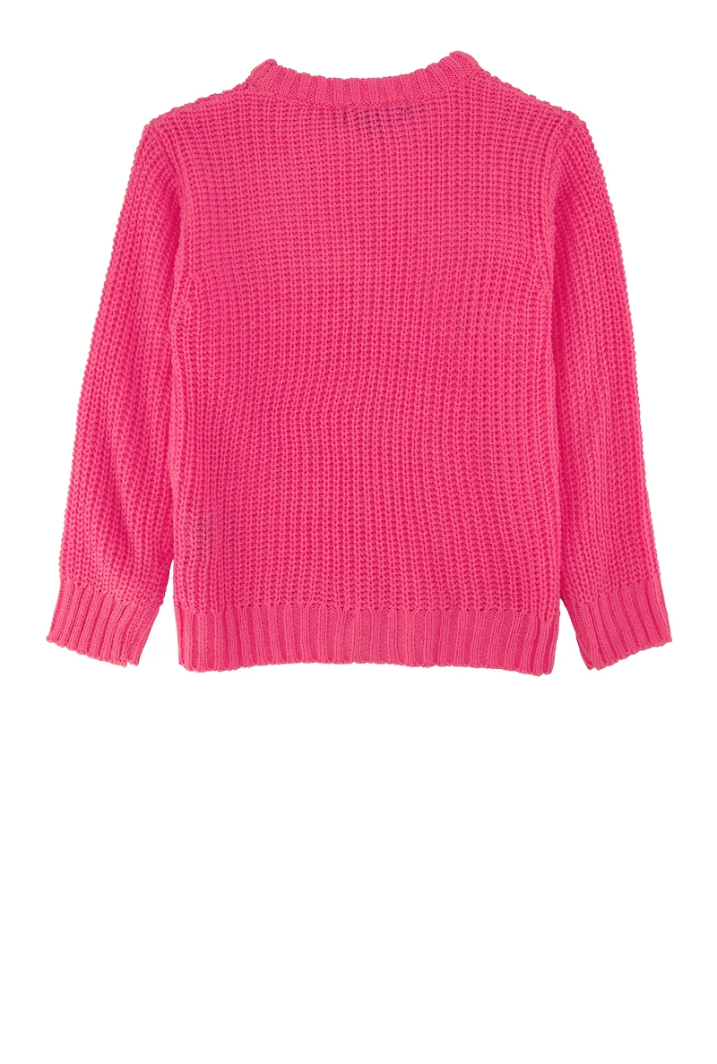 Little Girls Knit Crew Neck Pullover Sweater