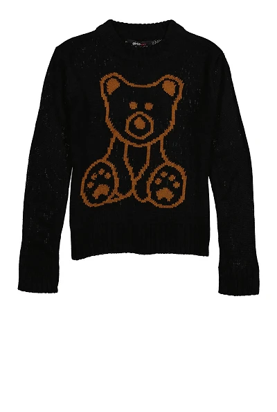Girls Bear Graphic Pullover Sweater
