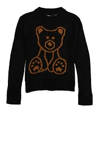 Girls Bear Graphic Pullover Sweater