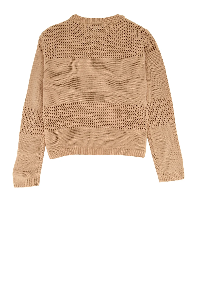 Girls Crochet Detail Pullover Sweater