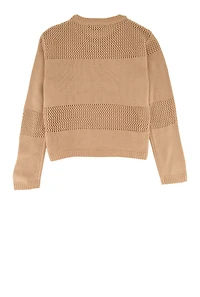 Girls Crochet Detail Pullover Sweater