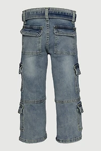 Little Girls Acid Wash Mid Rise Straight-Leg Jeans, Blue, Size 6X