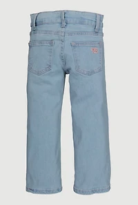 Little Girls Embroidered Bow Jeans, Blue, Size 5