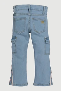 Little Girls Star Graphic Cargo Pocket Jeans, Blue, Size 4