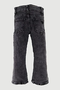 Little Girls Stretch Mid Rise Flare Leg Jeans, Black, Size 6X