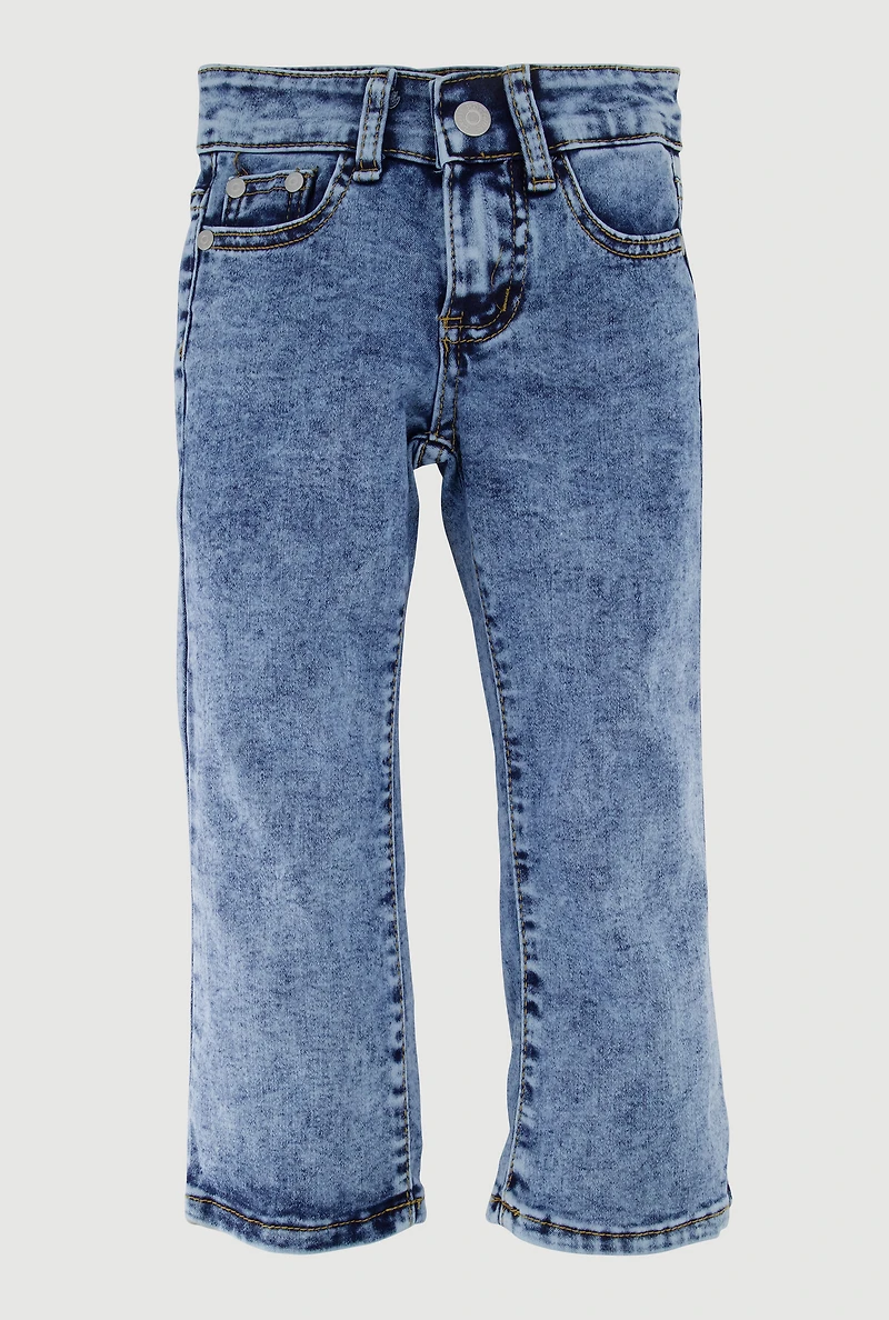 Little Girls Stretch Mid Rise Flare Leg Jeans, Blue,