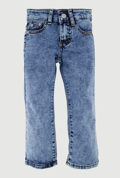 Little Girls Stretch Mid Rise Flare Leg Jeans, Blue,