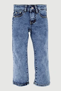 Little Girls Stretch Mid Rise Flare Leg Jeans, Blue,