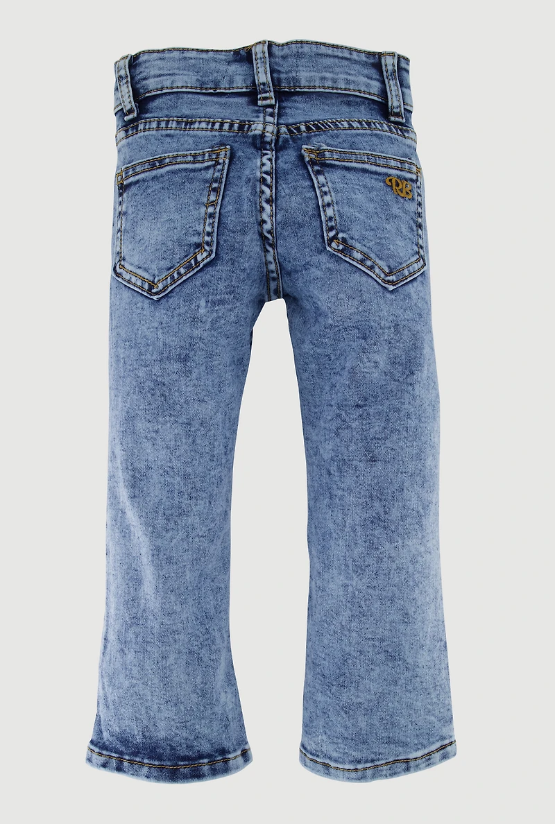 Little Girls Stretch Mid Rise Flare Leg Jeans, Blue,