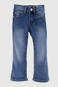 Little Girls Stretch Mid Rise Flare Leg Jeans, Blue, Size 4