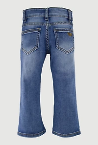 Little Girls Stretch Mid Rise Flare Leg Jeans, Blue, Size 6