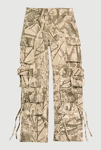 Girls Hunter Camo Straight Leg Cargo Pants, Beige, Size 8