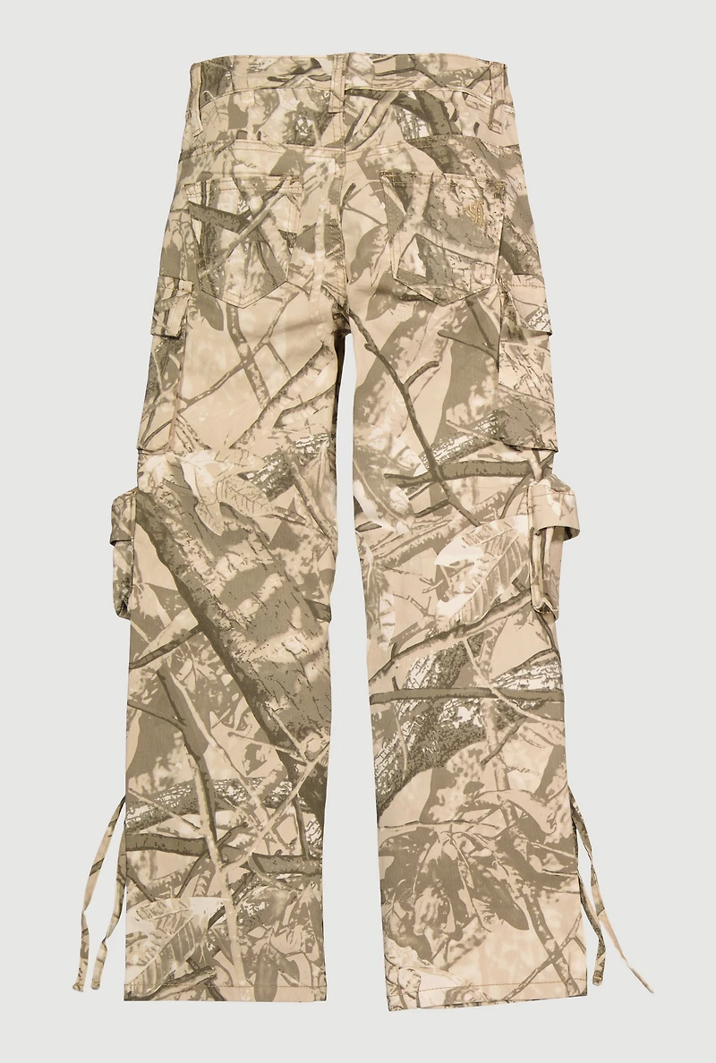 Girls Hunter Camo Straight Leg Cargo Pants, Beige, Size 8