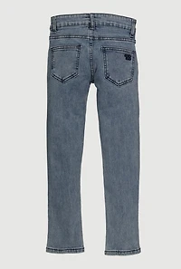 Girls Acid Wash Bow Detail Skinny Jeans, Blue, Size 14