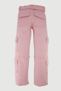 Girls Mid Rise Straight Leg Cargo Jeans with Belt