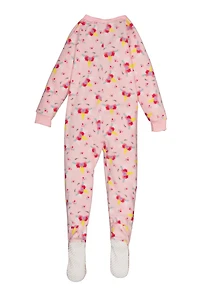 Girls Fleece Unicorn Floral Print Footed Pajamas