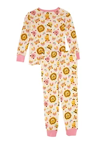 Little Girls Graphic Print Pajama Top and Pants, Multi, Size 5-6