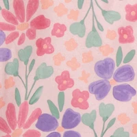 Little Girls Patterned Crew Neck Footed Pajamas