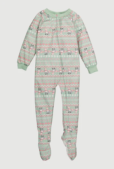 Little Girls Patterned Footed Pajamas,