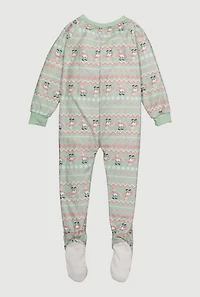 Little Girls Patterned Footed Pajamas,