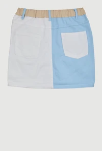Girls Color Blocked Denim Skirt, Multi,