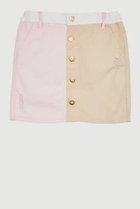 Girls Color Blocked Denim Skirt, Multi,