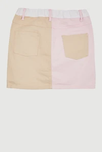 Girls Color Blocked Denim Skirt, Multi,