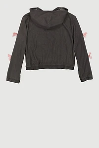 Girls Love Embroidered Graphic Bow Detail Pullover Hoodie