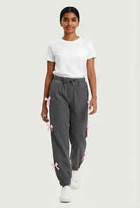 Girls Knit Denim Bow Side Joggers