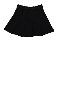 Girls Camo Belted Cargo Pocket Pleated Skirt, 7-8