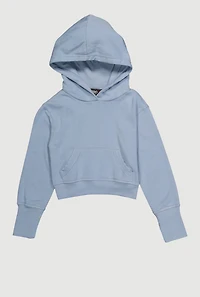 Girls Kangaroo Pocket Hooded Sweatshirt, Blue, Size 14